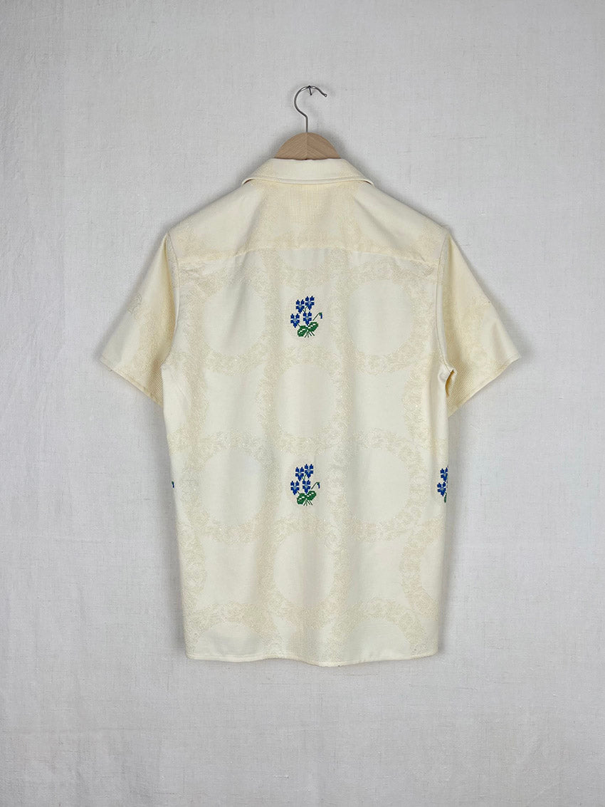 FLOWER EMBROIDERED TABLECLOTH SHIRT - SIZE 44