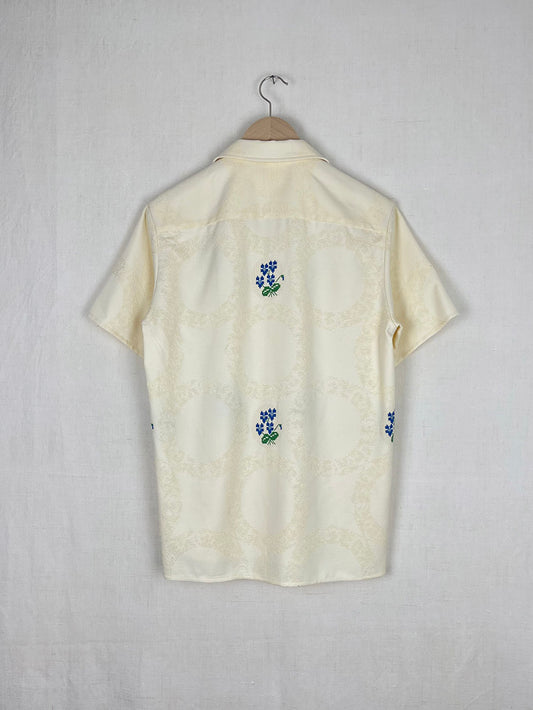 FLOWER EMBROIDERED TABLECLOTH SHIRT - SIZE 44