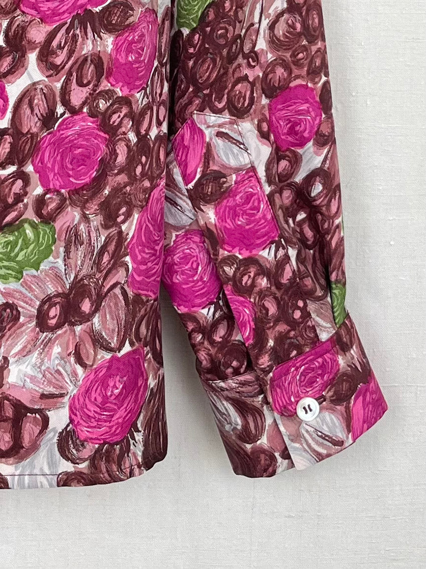 SILK SHIRT WITH ROSES - SIZE 44