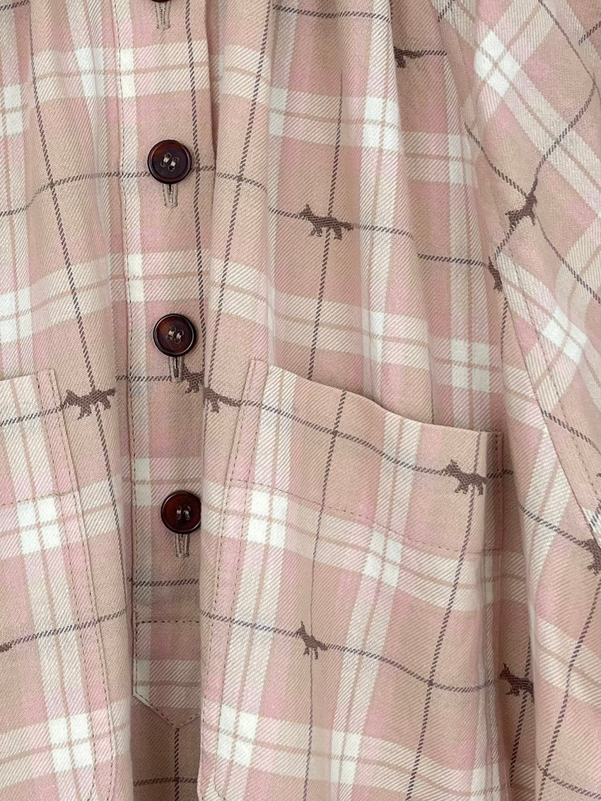 PLAID DRESS WITH FOXES - ONE SIZE