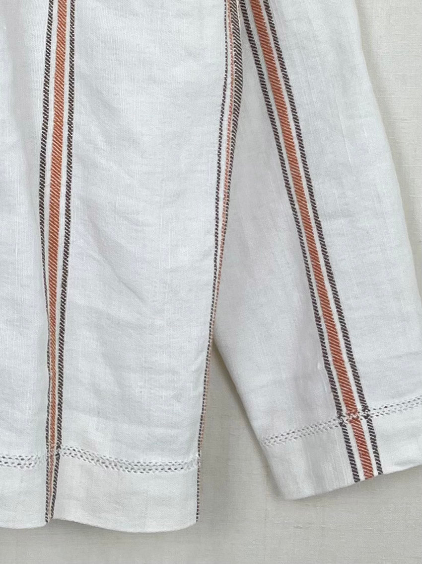 BROWN STRIPED TABLECLOTH OVERSHIRT - SIZE 48