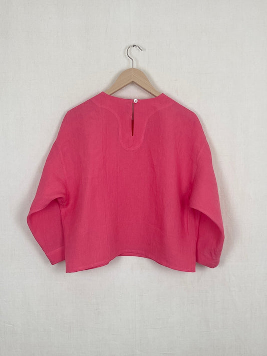 PINK LINEN TOP - ONE SIZE