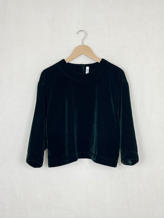 DARK GREEN VELVET TOP - ONE SIZE