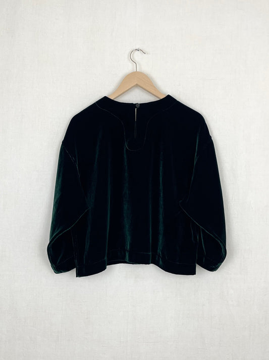 DARK GREEN VELVET TOP - ONE SIZE