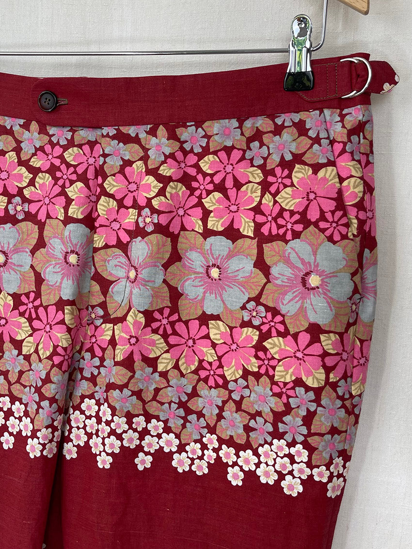 FLOWERED CURTAIN TROUSERS - SIZE 32
