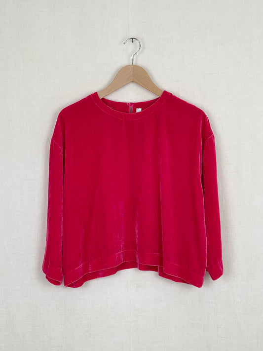 BRIGHT PINK VELVET TOP - ONE SIZE