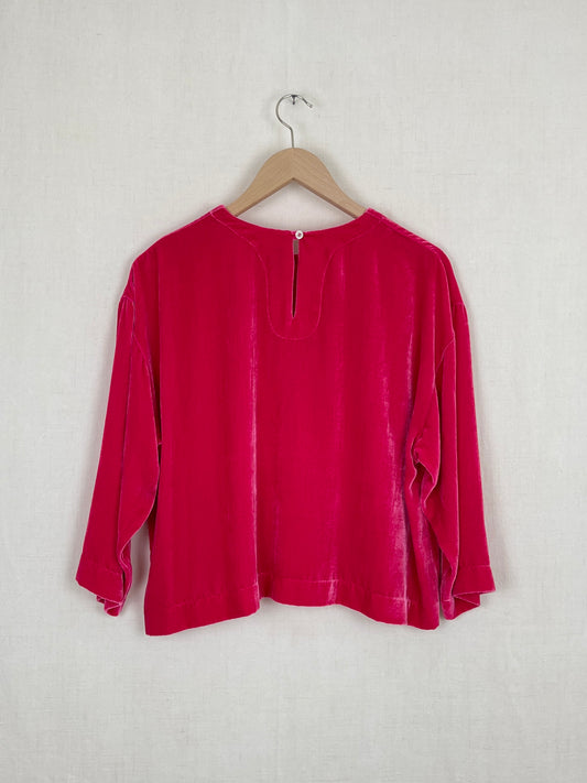 BRIGHT PINK VELVET TOP - ONE SIZE