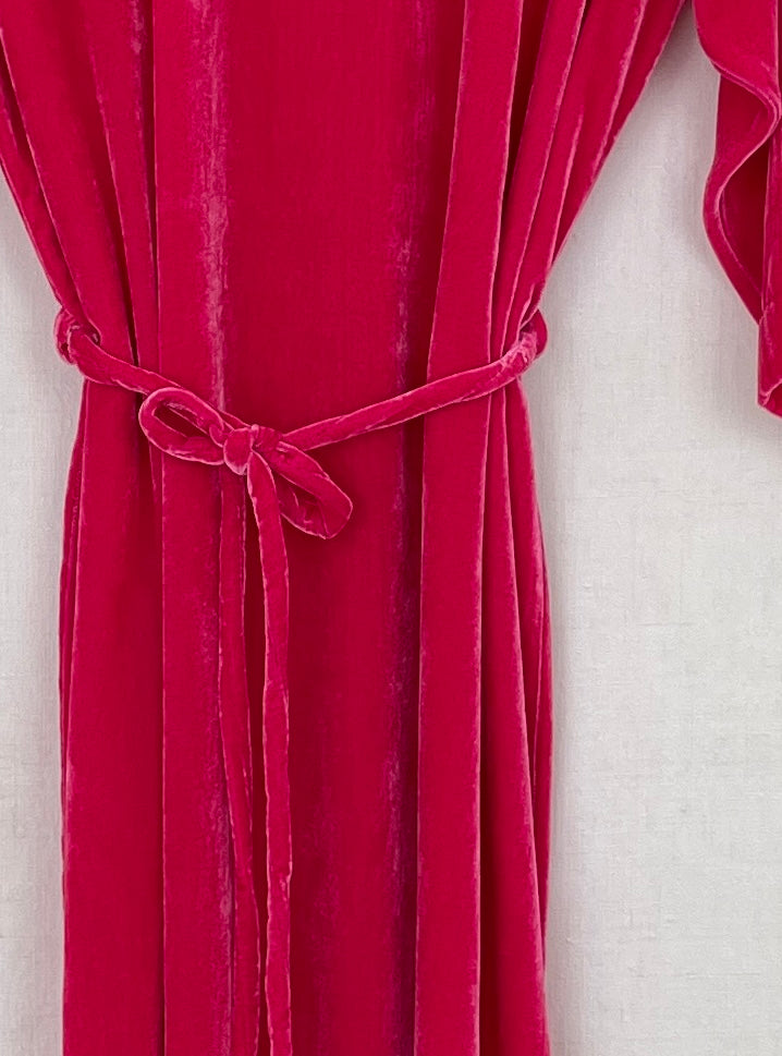 BRIGHT PINK VELVET DRESS - ONE SIZE