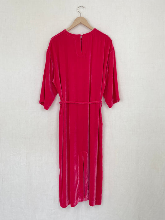 BRIGHT PINK VELVET DRESS - ONE SIZE