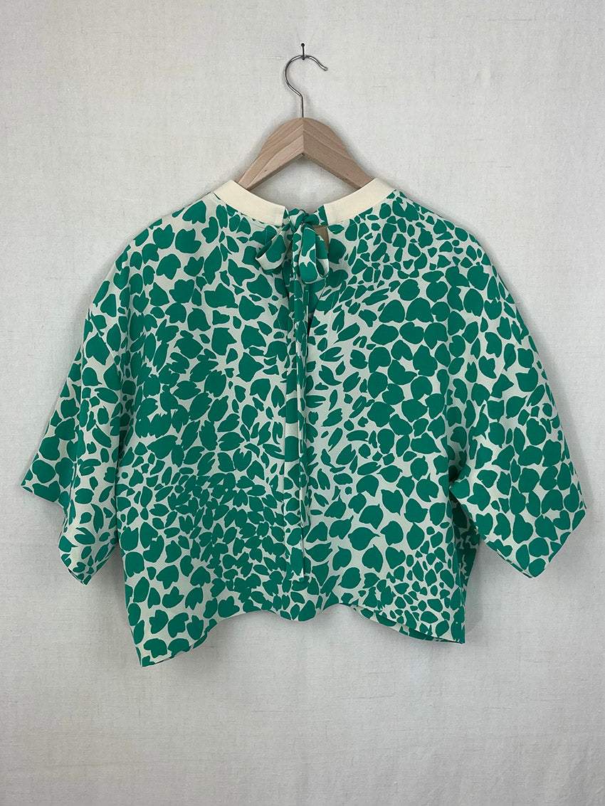 GREEN SPOTTED SILK SHIRT - ONE SIZE