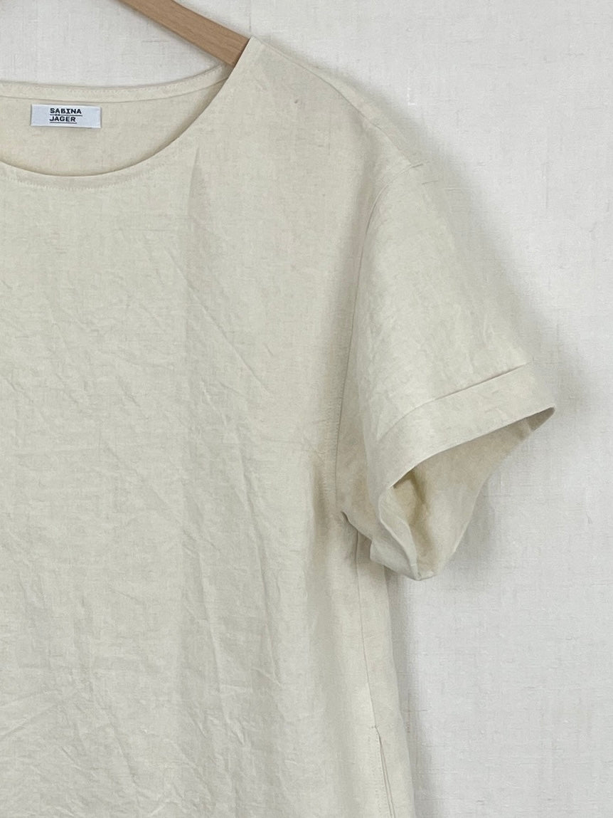 EGGSHELL-COLOURED LINEN DRESS - SIZE S