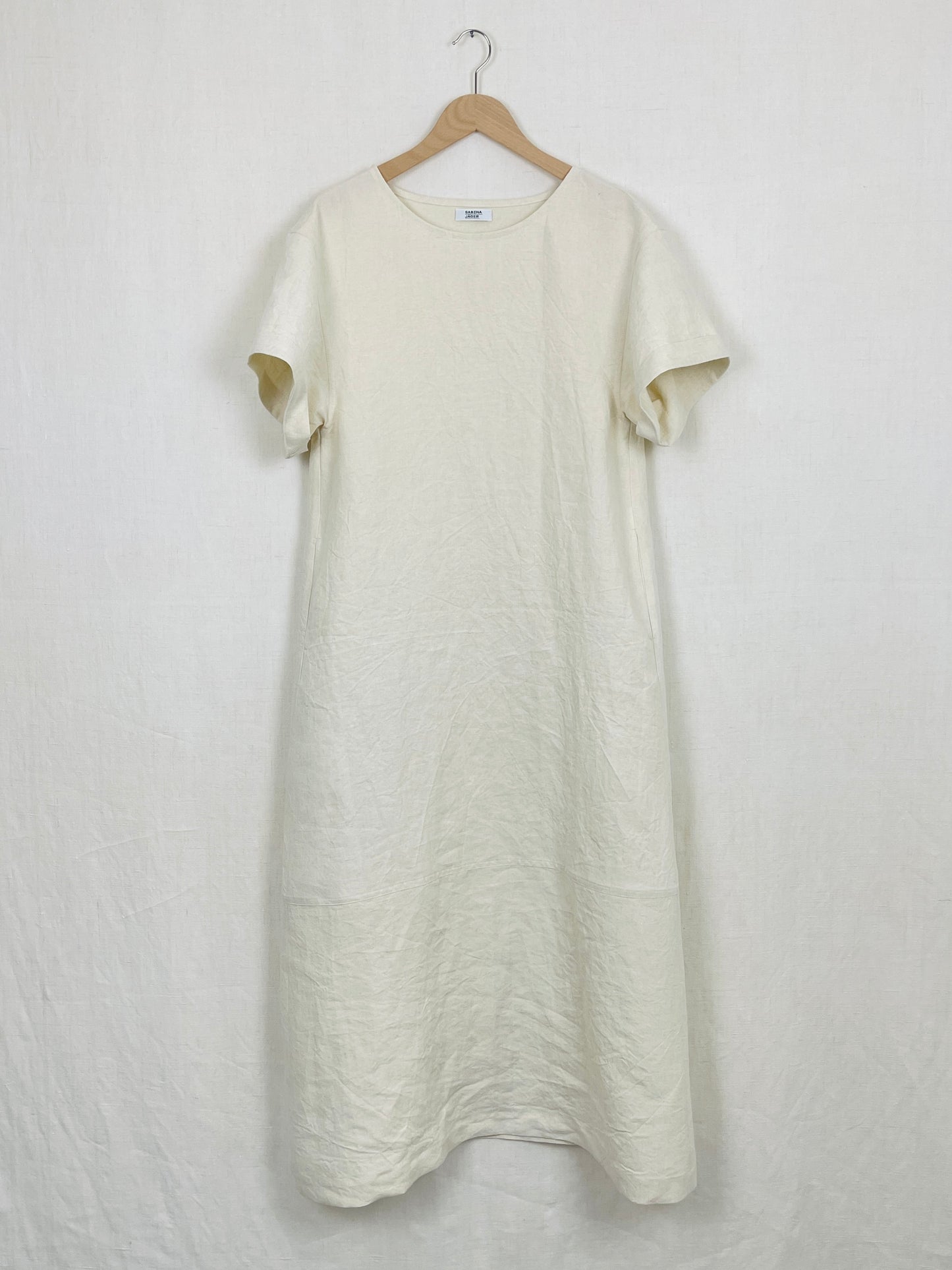 EGGSHELL-COLOURED LINEN DRESS - SIZE S