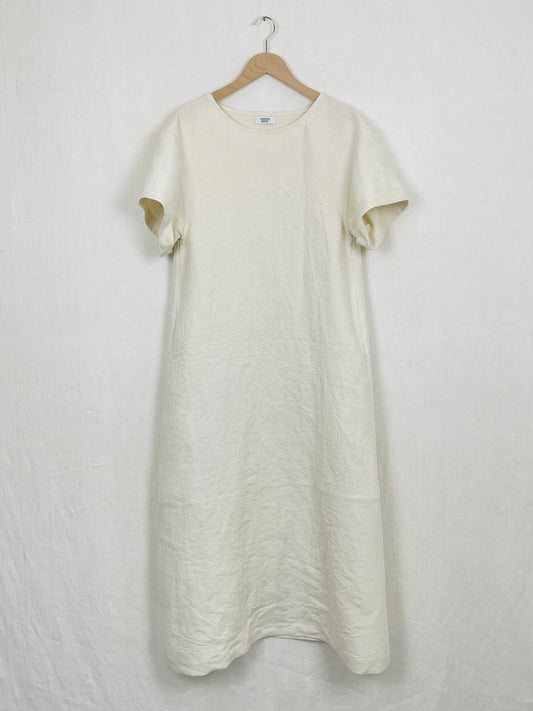 EGGSHELL-COLOURED LINEN DRESS - SIZE S