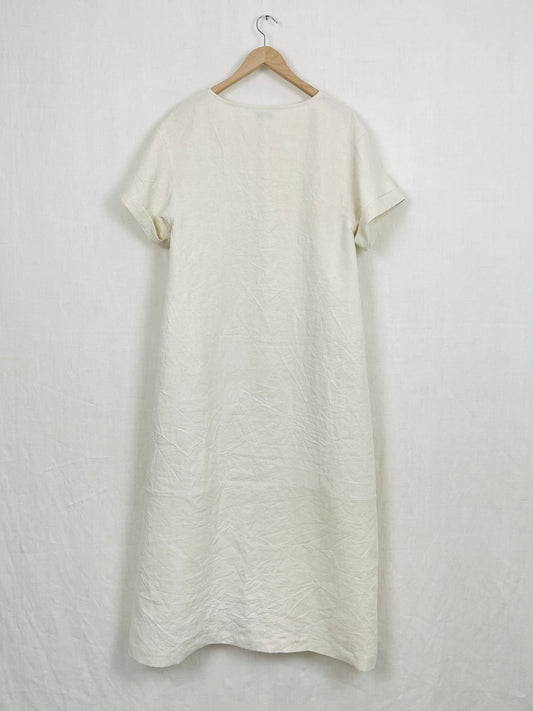 EGGSHELL-COLOURED LINEN DRESS - SIZE S