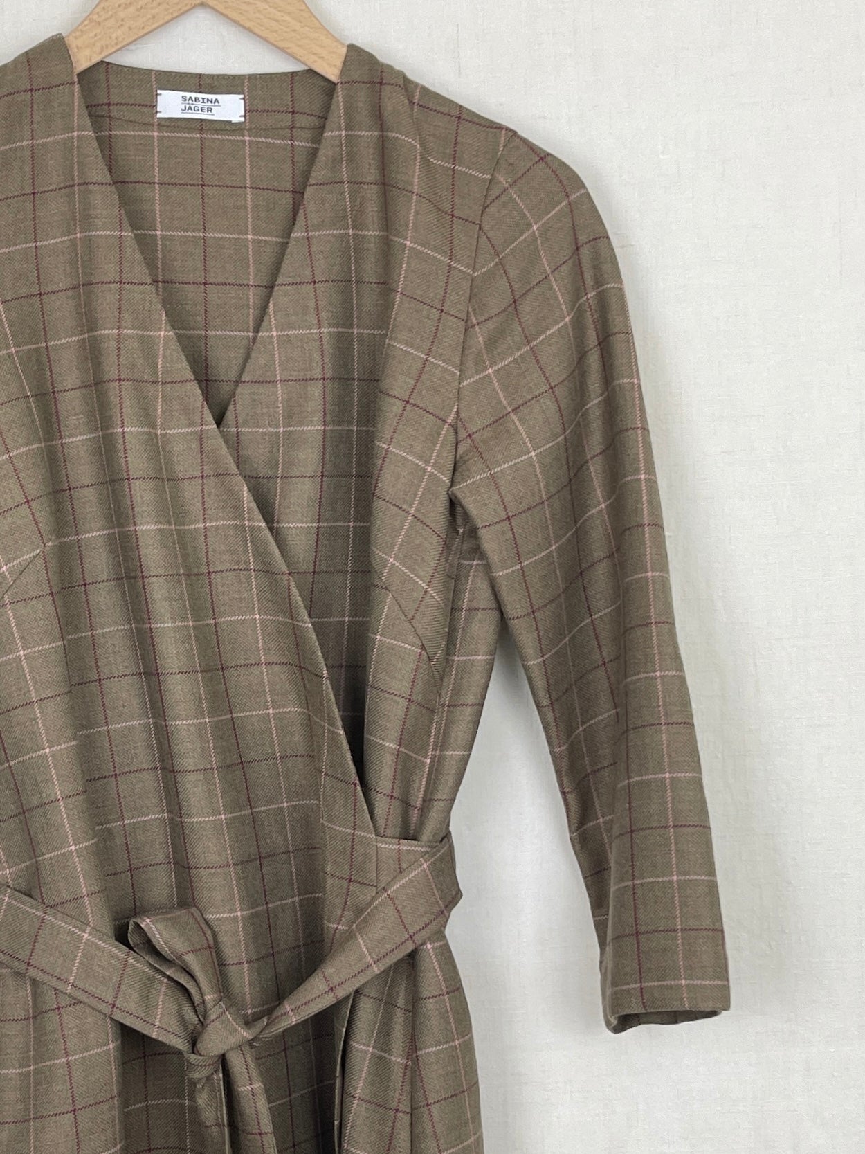 CHECKED WRAP DRESS - SIZE S/M