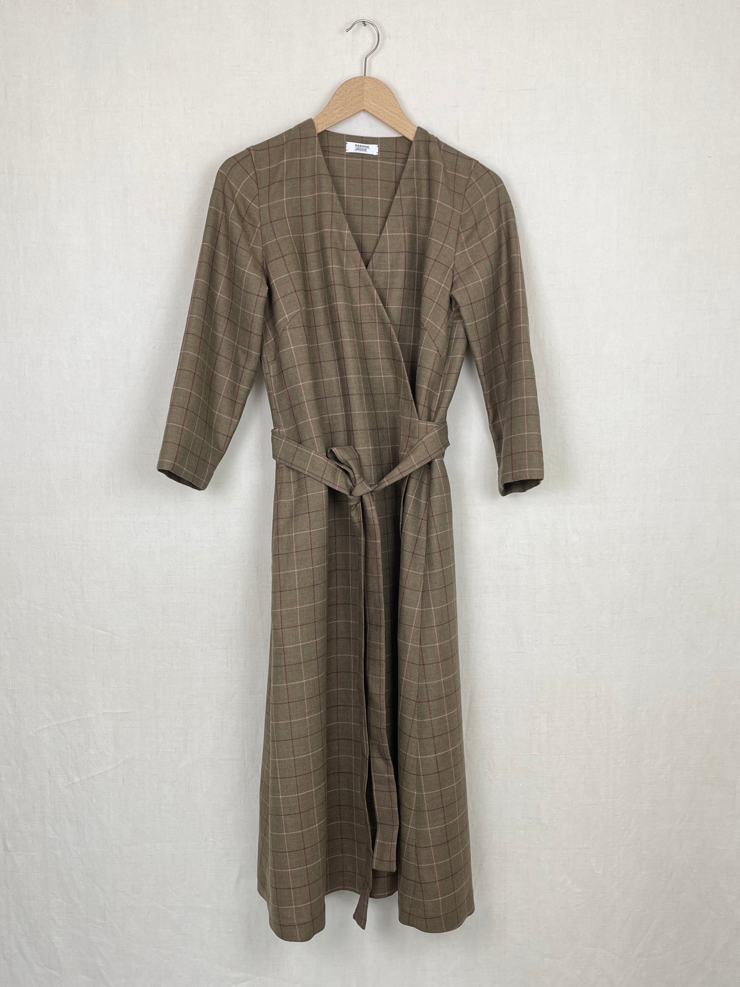 CHECKED WRAP DRESS - SIZE S/M