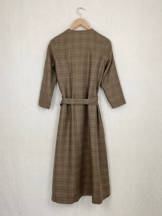 CHECKED WRAP DRESS - SIZE S/M