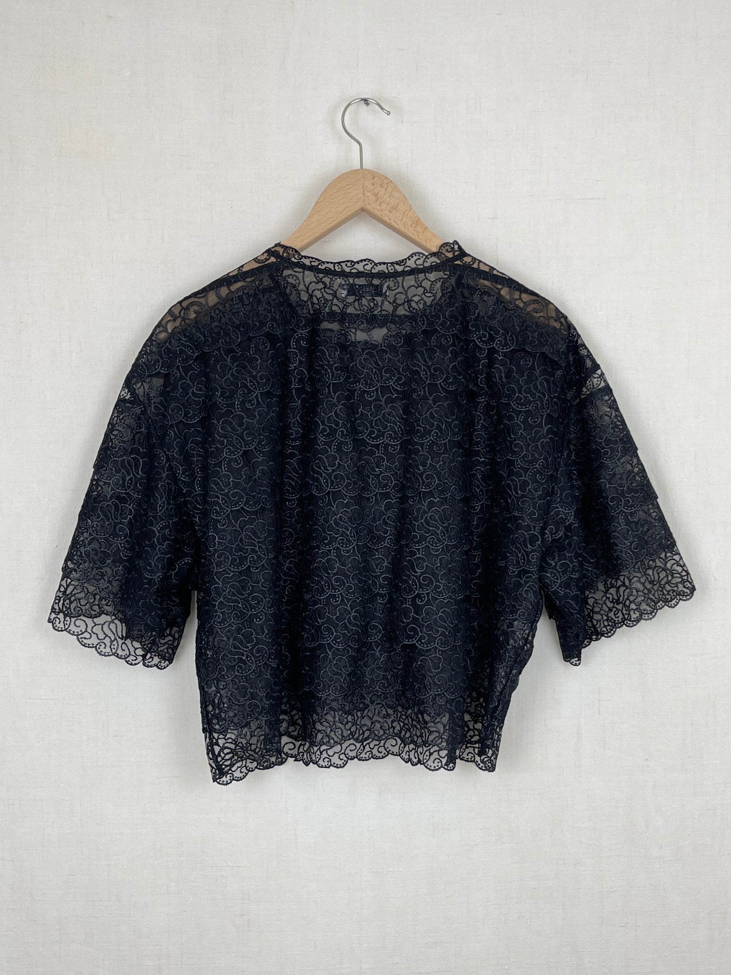 EMBROIDERED LACE TRIM TOP - ONE SIZE