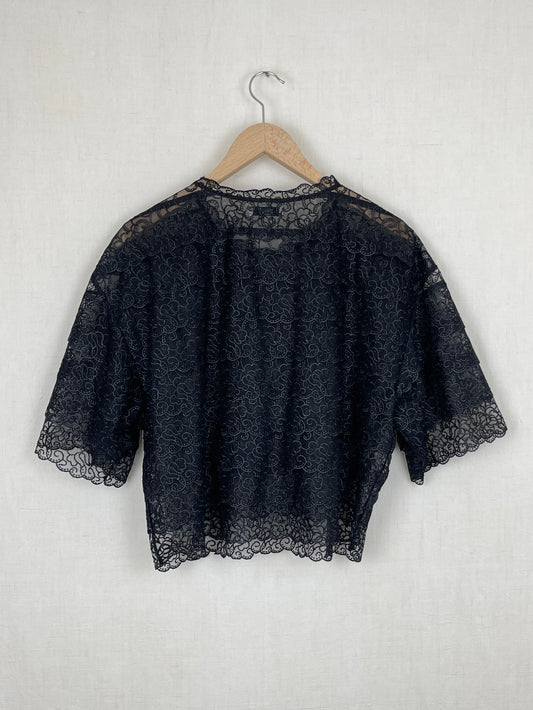 EMBROIDERED LACE TRIM TOP - ONE SIZE