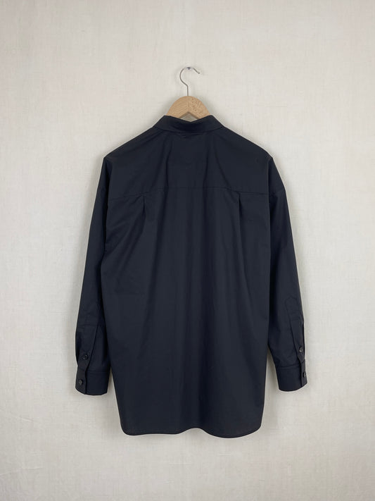 BLACK RUFFLED SHIRT - SIZE S/M