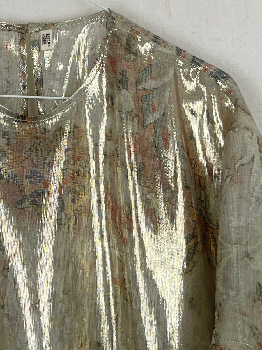 SPARKLY SILK TOP WITH METALLIC STRIPES - ONE SIZE