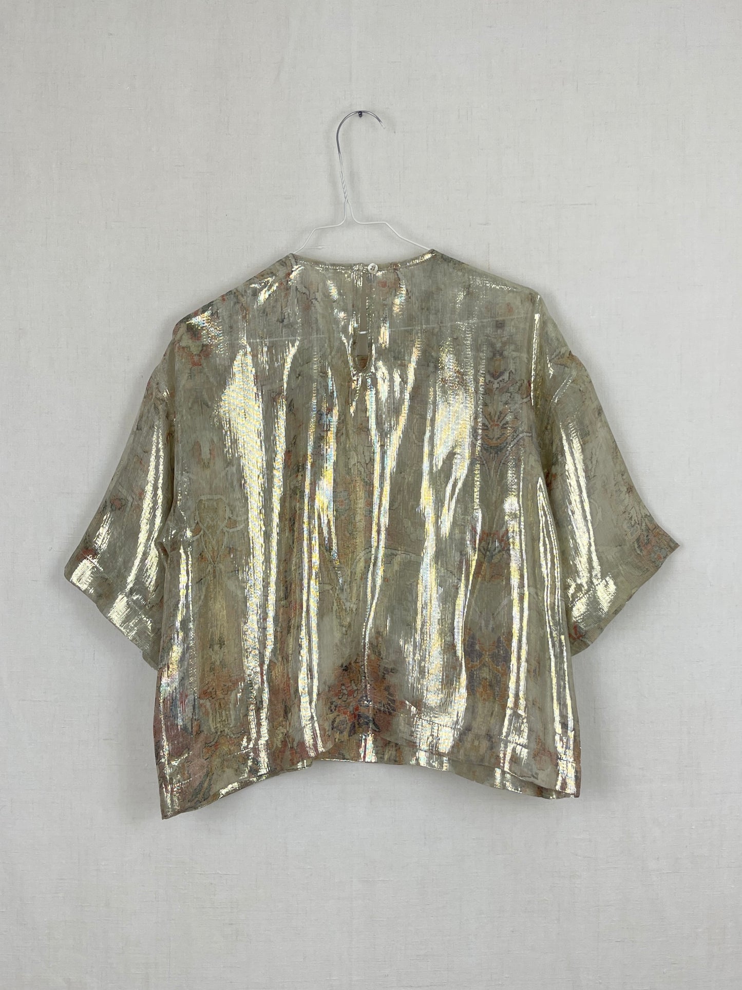 SPARKLY SILK TOP WITH METALLIC STRIPES - ONE SIZE