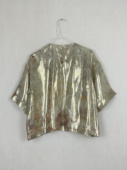 SPARKLY SILK TOP WITH METALLIC STRIPES - ONE SIZE