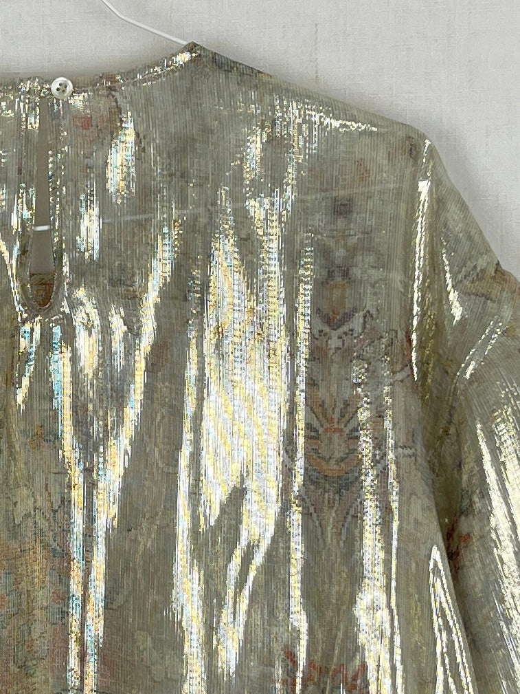 SPARKLY SILK TOP WITH METALLIC STRIPES - ONE SIZE