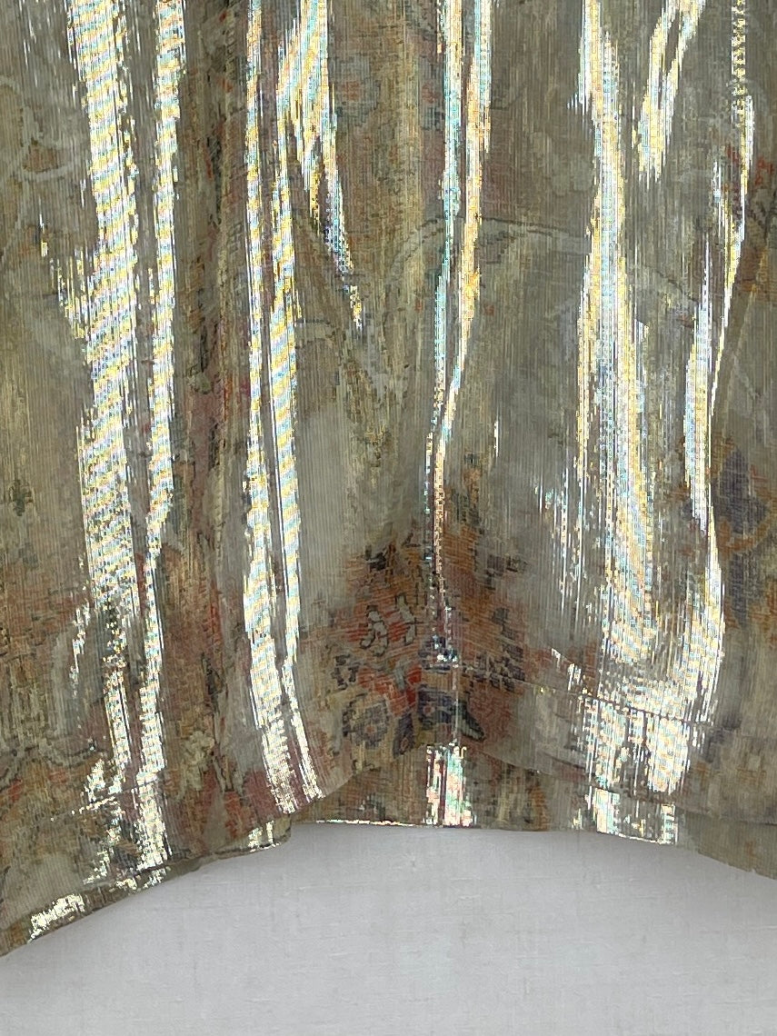 SPARKLY SILK TOP WITH METALLIC STRIPES - ONE SIZE