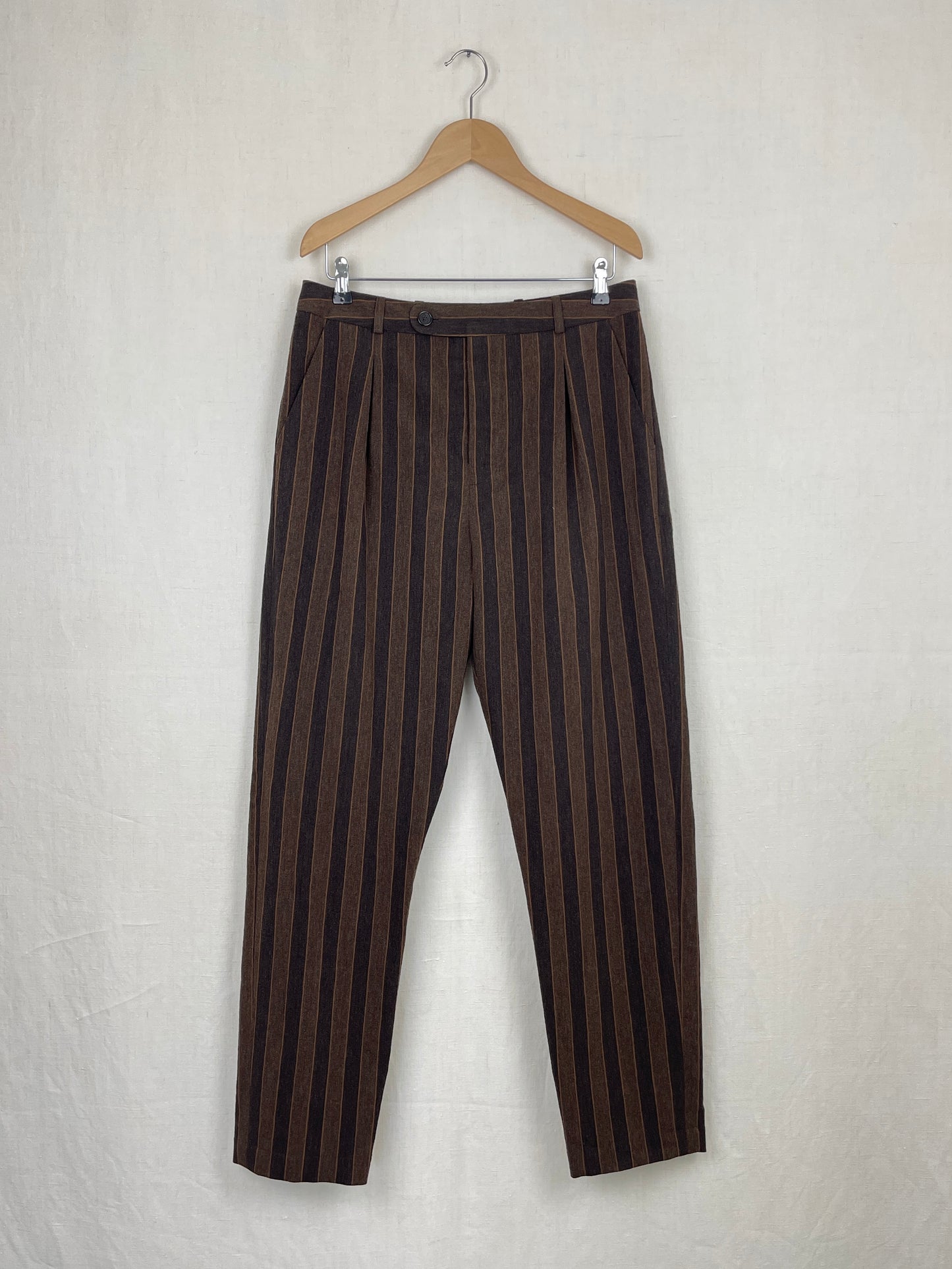 STRIPED WOOL TROUSERS - SIZE 48
