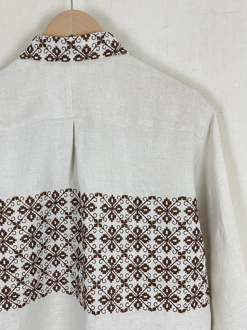 EMBROIDERED TABLECLOTH SHIRT - SIZE 48