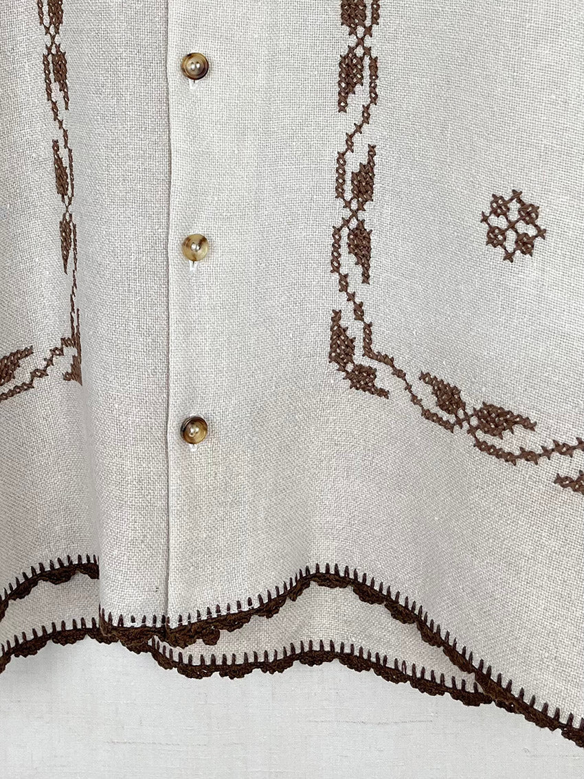 HAND EMBROIDERED TABLECLOTH OVERSHIRT - SIZE 44
