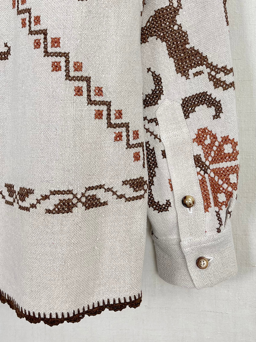 HAND EMBROIDERED TABLECLOTH OVERSHIRT - SIZE 44