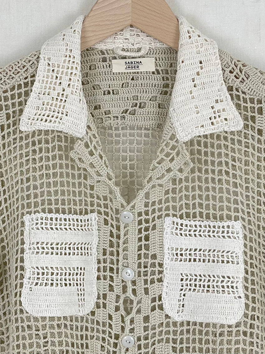 CROCHETED TABLECLOTH SHIRT - SIZE 44