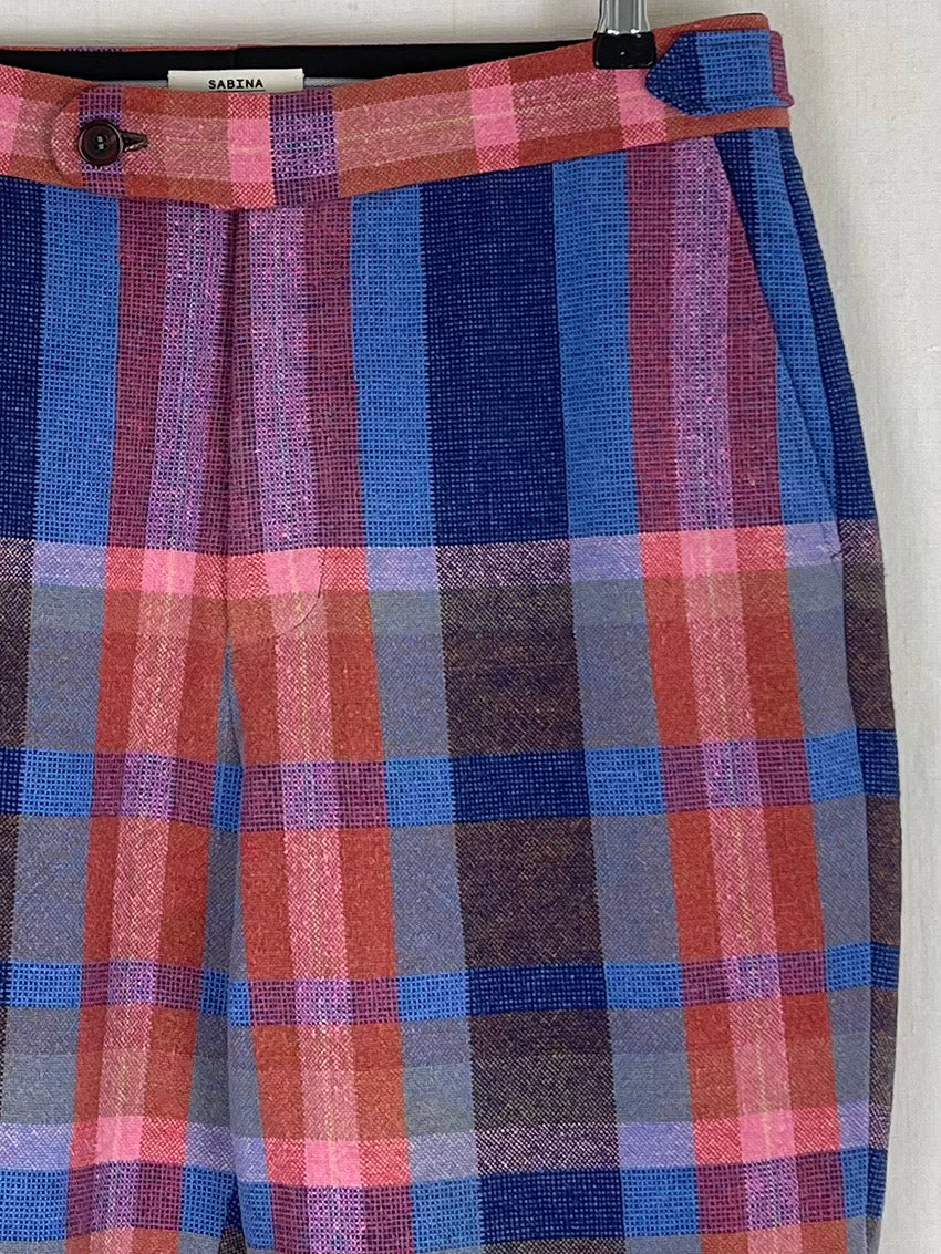 PLAID TABLECLOTH TROUSERS - SIZE 48