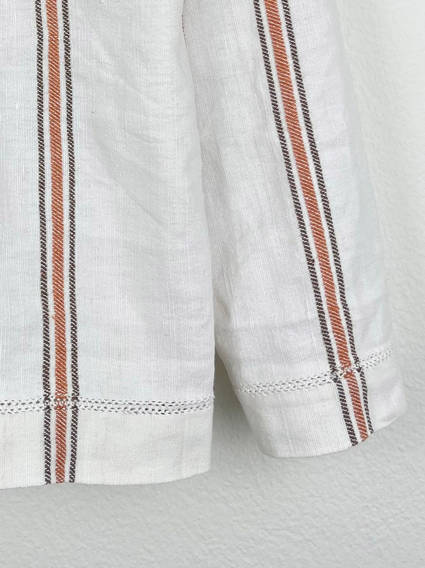 BROWN STRIPED TABLECLOTH OVERSHIRT - SIZE 48