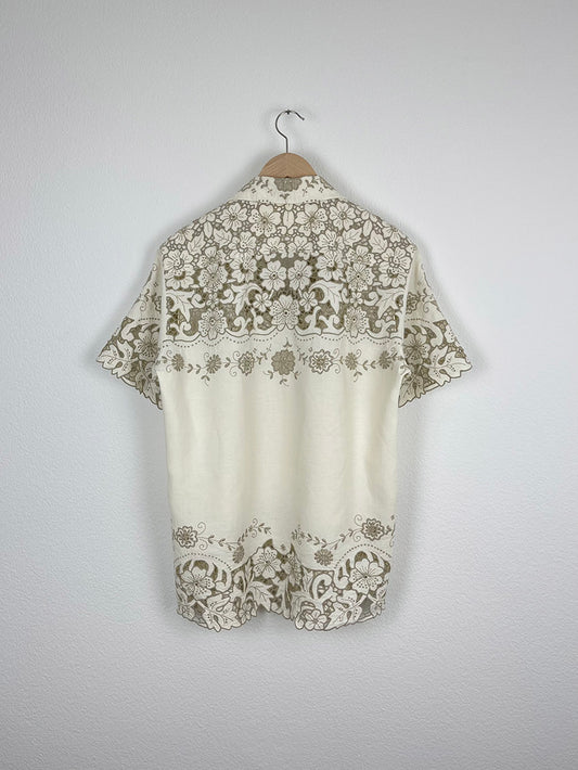 TABLECLOTH WITH HOLE EMBROIDERY SHIRT - SIZE 48