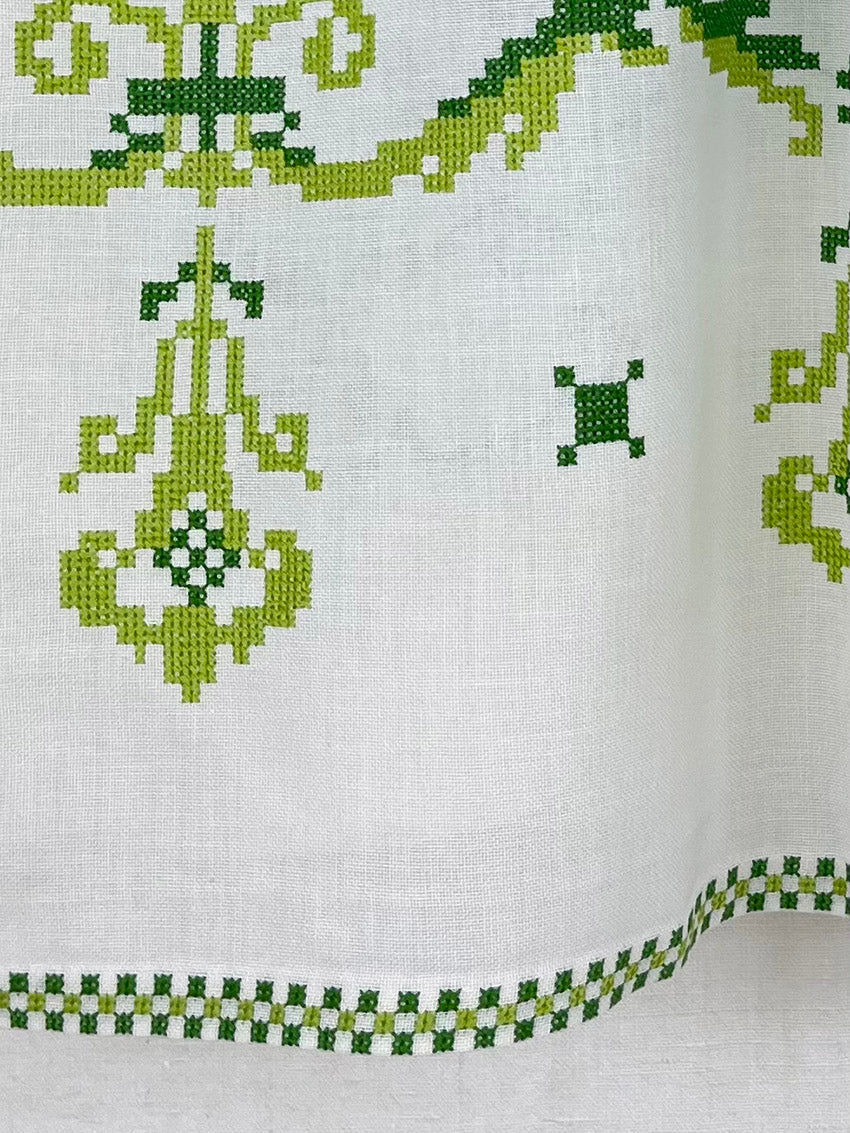 TABLECLOTH SHIRT WITH GREEN CROSS STITCH - SIZE 44