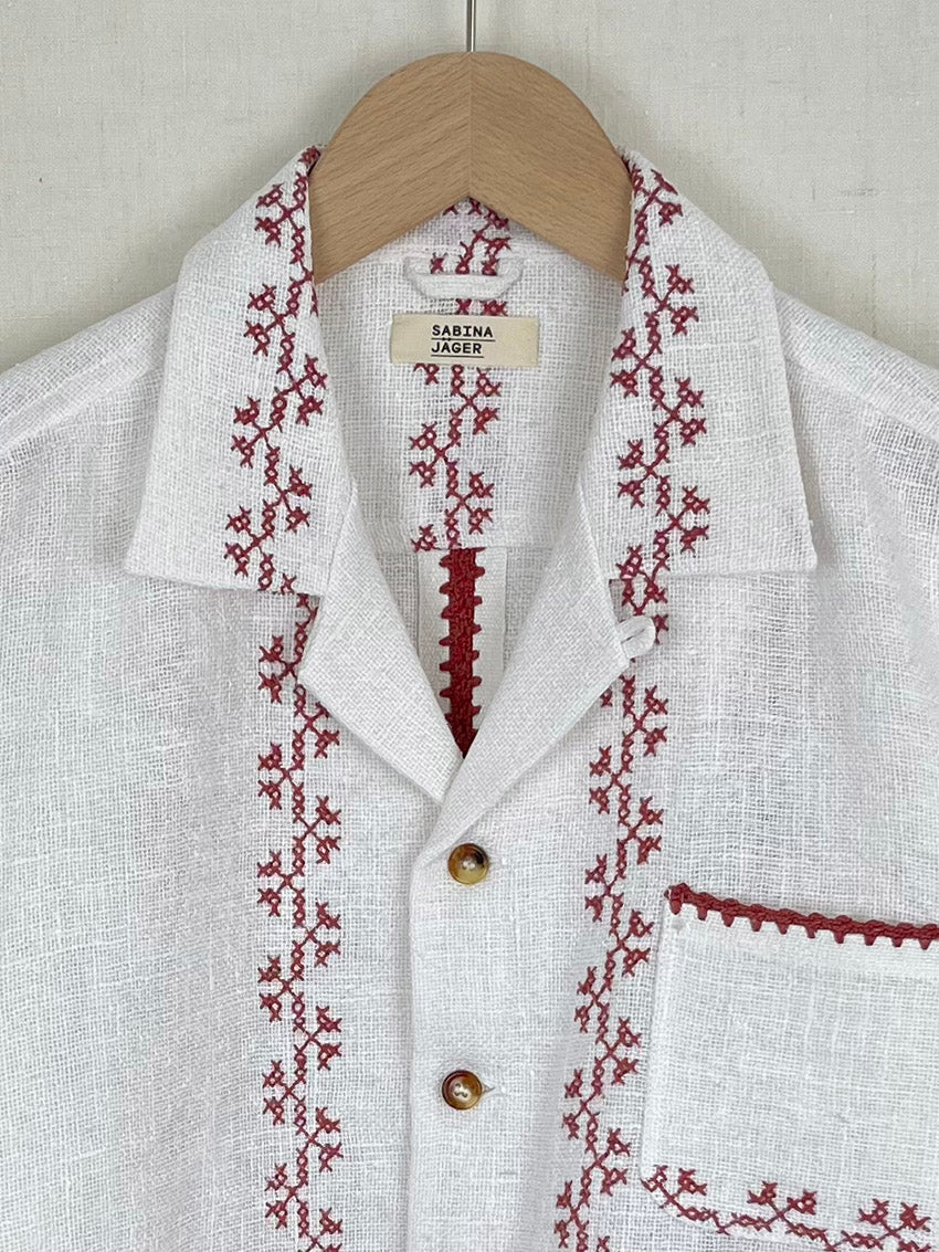 RED CROSS STITCH OVERSHIRT - SIZE 44