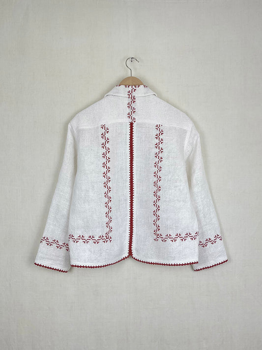 RED CROSS STITCH OVERSHIRT - SIZE 44