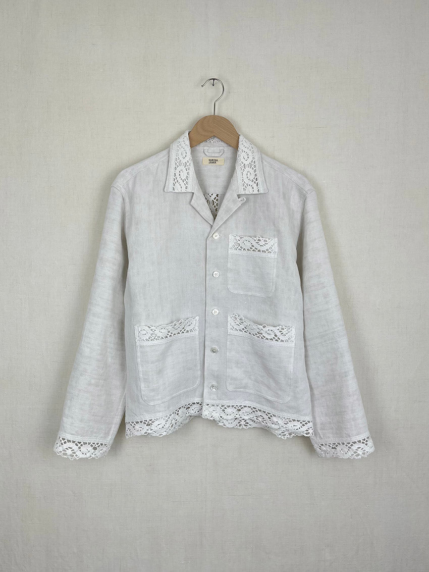 WHITE TABLECLOTH OVERSHIRT - SIZE 44