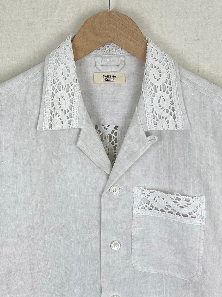 WHITE TABLECLOTH OVERSHIRT - SIZE 44