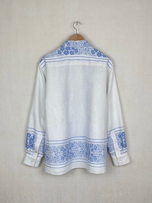 BLUE FLOWERS TABLECLOTH SHIRT - SIZE 52