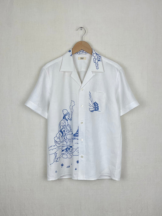 BLUE EMBROIDERED TOWEL SHIRT - SIZE 48