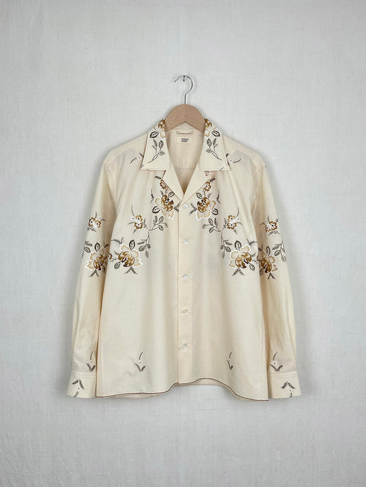 FLORAL EMBROIDERED TABLECLOTH SHIRT - SIZE 52