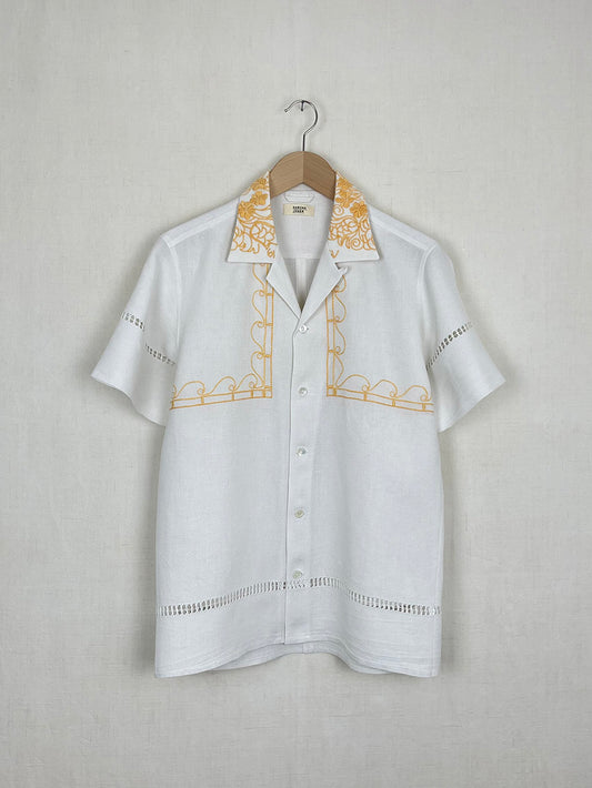 YELLOW EMBROIDERED TABLECLOTH SHIRT - SIZE 44