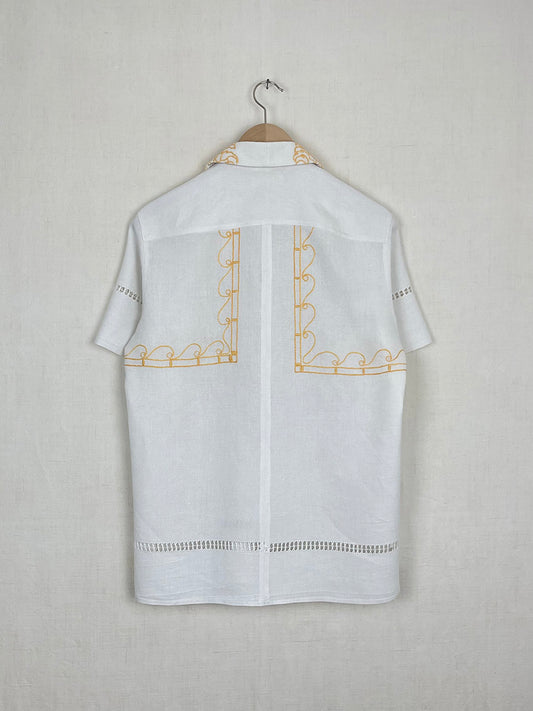 YELLOW EMBROIDERED TABLECLOTH SHIRT - SIZE 44