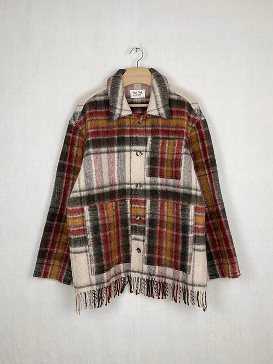 PLAID WOOL BLANKET JACKET - SIZE M