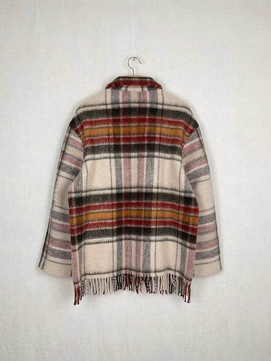 PLAID WOOL BLANKET JACKET - SIZE M