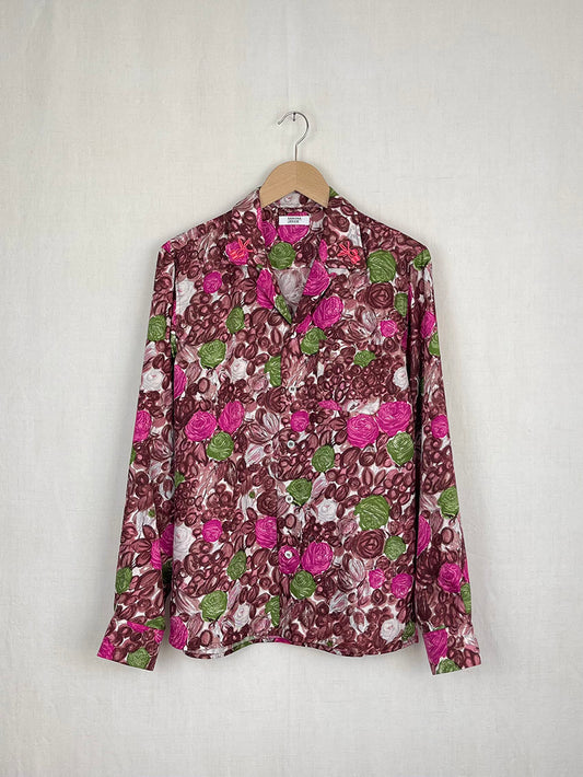 SILK SHIRT WITH ROSES - SIZE 44